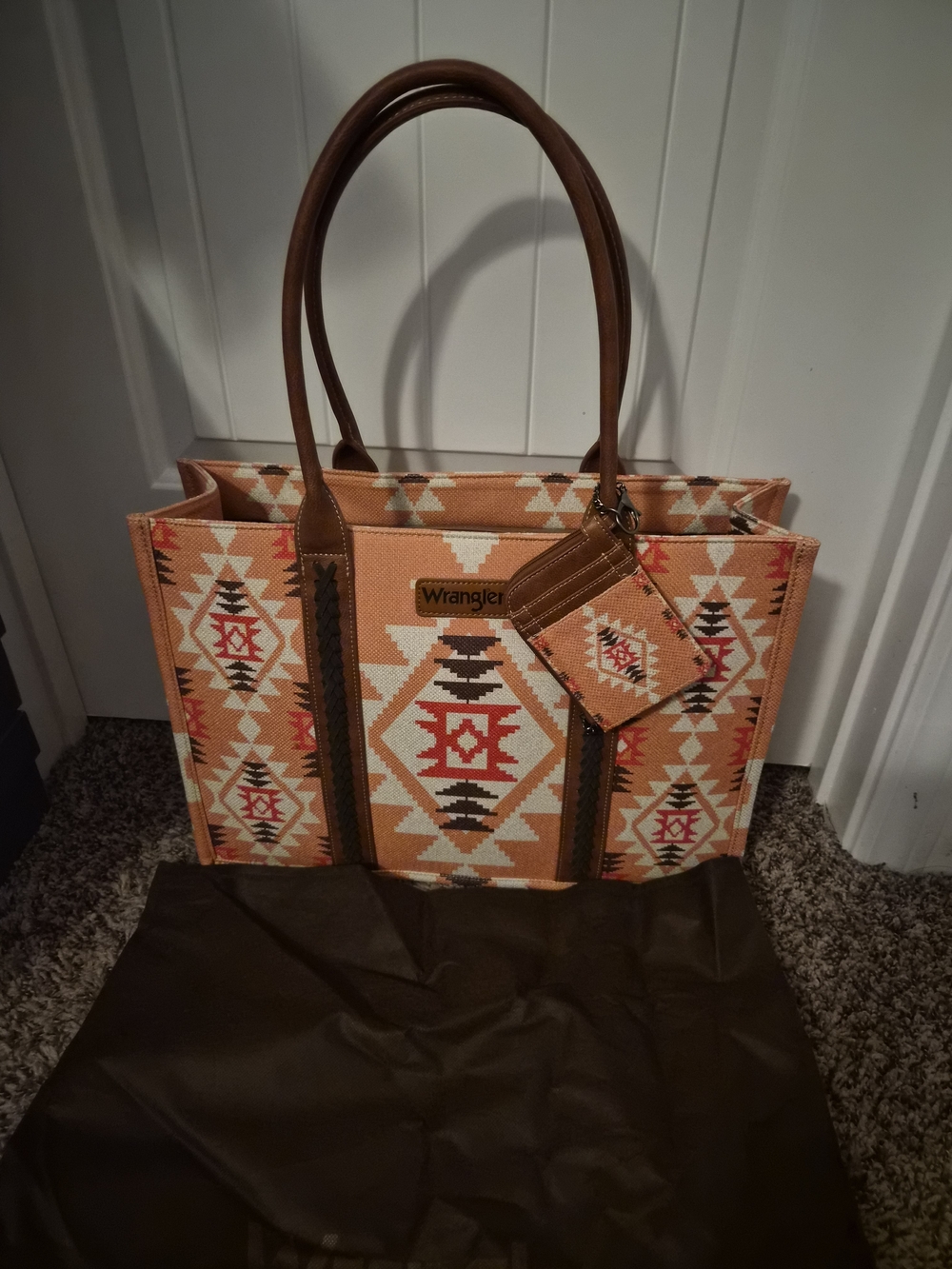 Wrangler Orange Aztec Tote Bag